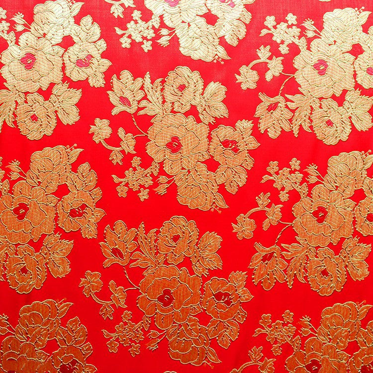 Gold And Silver Woven Jacquard Fabric