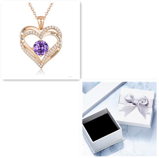 Female 925 Silver Twelve Birthstone Pendant Necklace - melvincucci