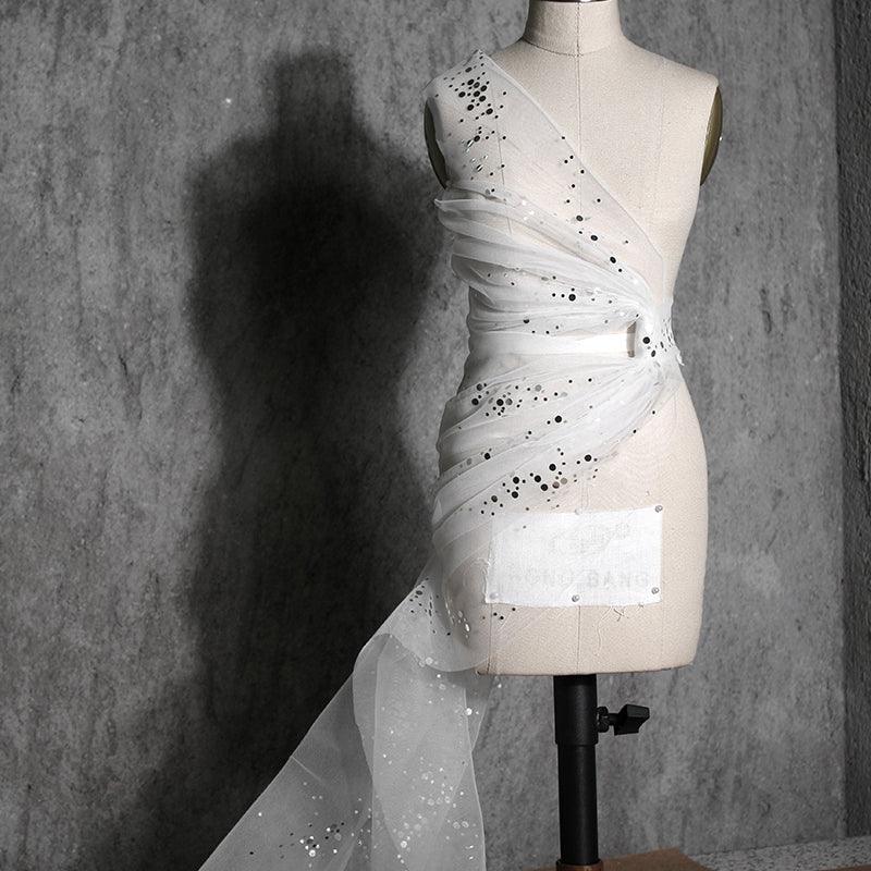 Irregular Sequin Mesh See-through Hanfu Fabric - melvincucci