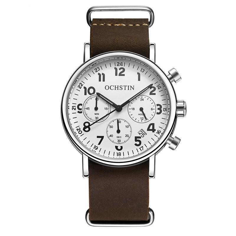Multi-function three-eye calendar quartz watch - melvincucci