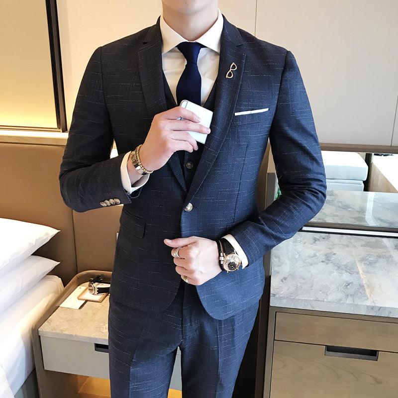 Slim men's single button three-piece suit - melvincucci