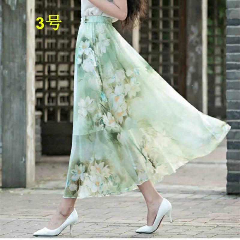 Chiffon skirt women summer 2021 new floral midi skirt - melvincucci