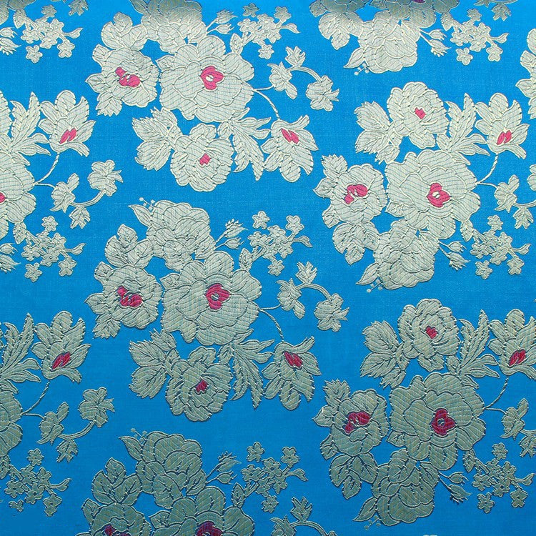 Gold And Silver Woven Jacquard Fabric