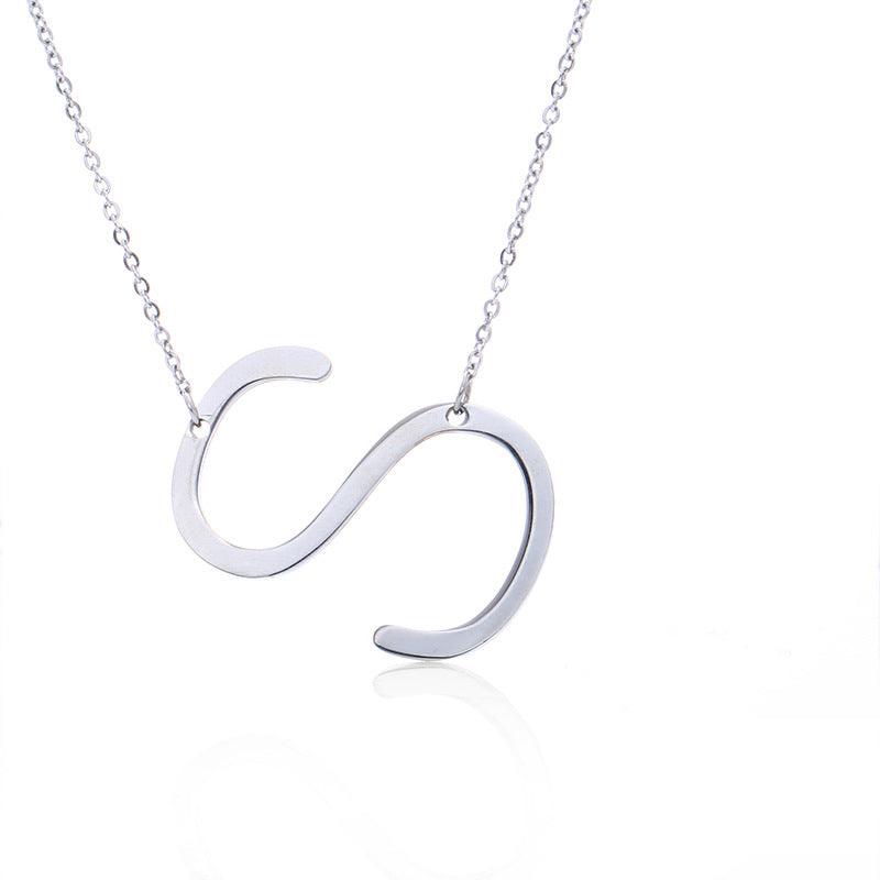 Fabulous Rose Gold Plated Stainless Steel Initial Letter Pendant Necklace - melvincucci