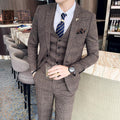 Slim-fit Check Three-piece Men's Casual Suit - melvincucci