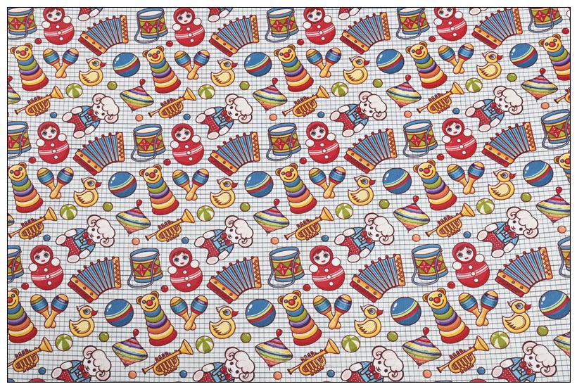 Plain Cotton Fabric Retro Nostalgic Toy Printing Fabric Handmade DIY - melvincucci
