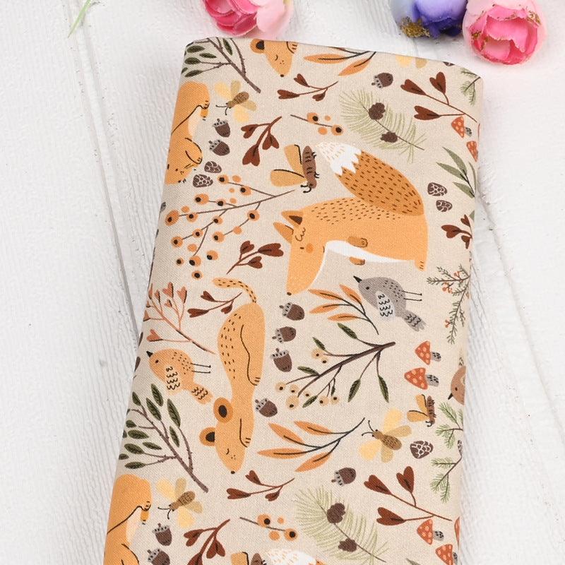 Muslin Bunny Squirrel Print Fabric Cotton Fabric - melvincucci