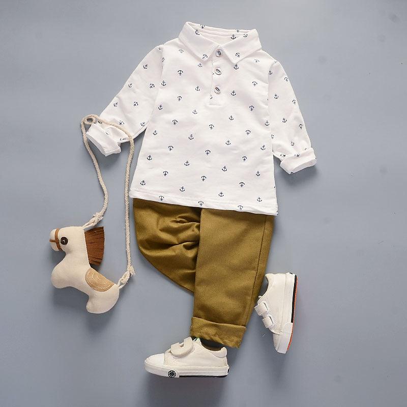 POLO Anchor Long-sleeved Shirt Trousers Two-piece Suit - melvincucci