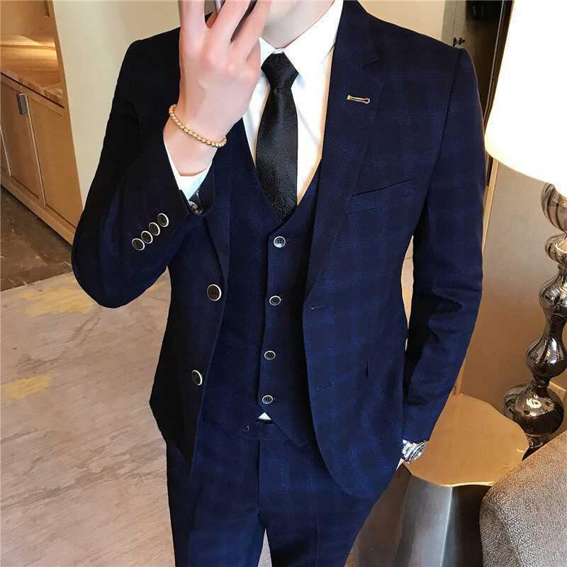 Slim Fit Trendy Men's Small Suit Three-piece Business Casual - melvincucci
