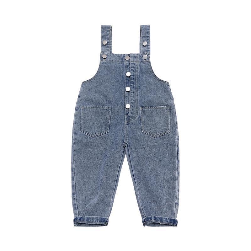 Girls Denim Overalls And Lace Shirt Two-piece Suit - melvincucci