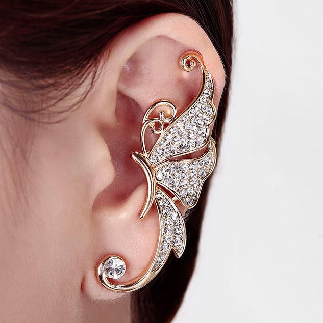 Ladies Exaggerated Full Diamond Butterfly Earrings - melvincucci