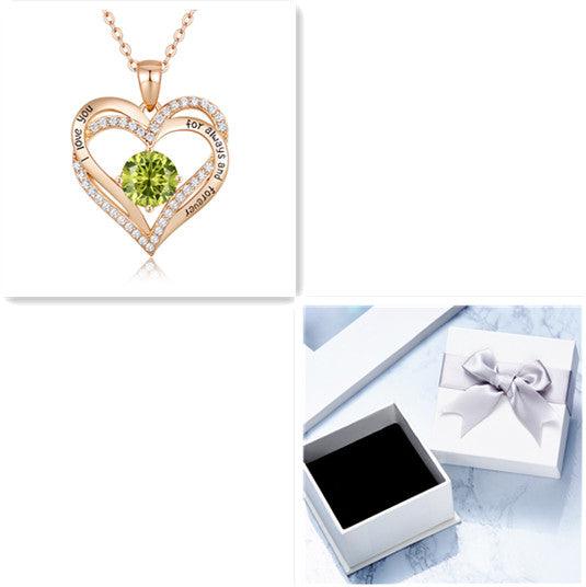 Female 925 Silver Twelve Birthstone Pendant Necklace - melvincucci