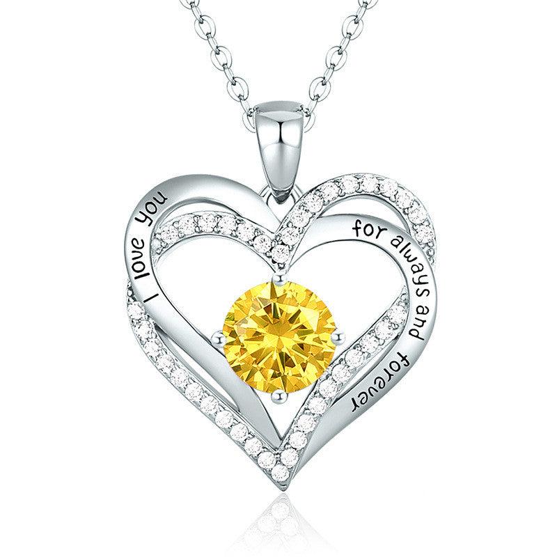 Female 925 Silver Twelve Birthstone Pendant Necklace - melvincucci