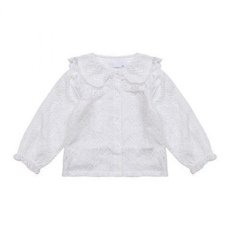 Girls Denim Overalls And Lace Shirt Two-piece Suit - melvincucci