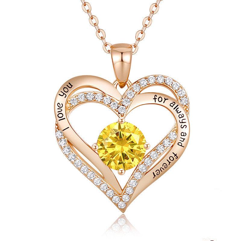 Female 925 Silver Twelve Birthstone Pendant Necklace - melvincucci