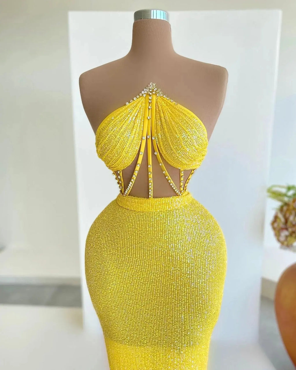 The “Adelaide” Haute Couture fit yellow dress - melvincucci