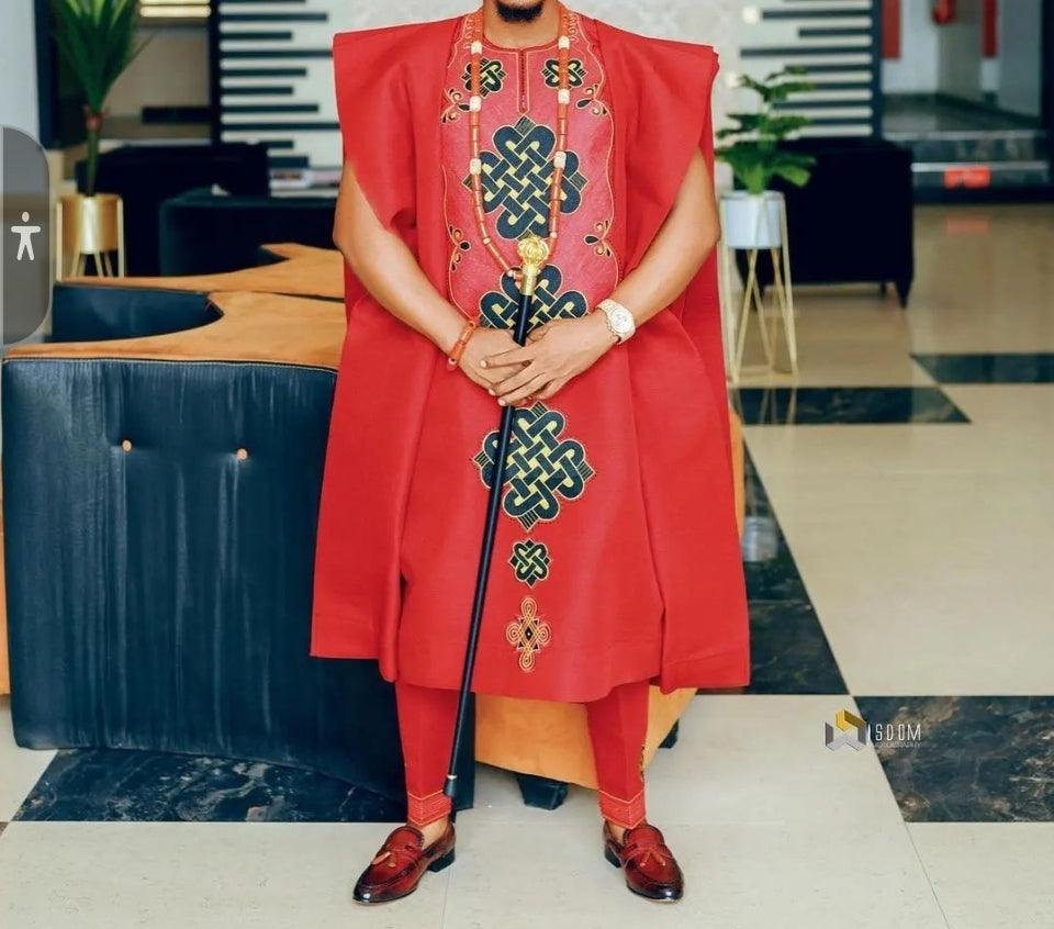 AGBADA, FILA & 3/4 SLEEVE TRADITIONAL SENATOR KAFTAN NATIVE & SOKOTO - melvincucci
