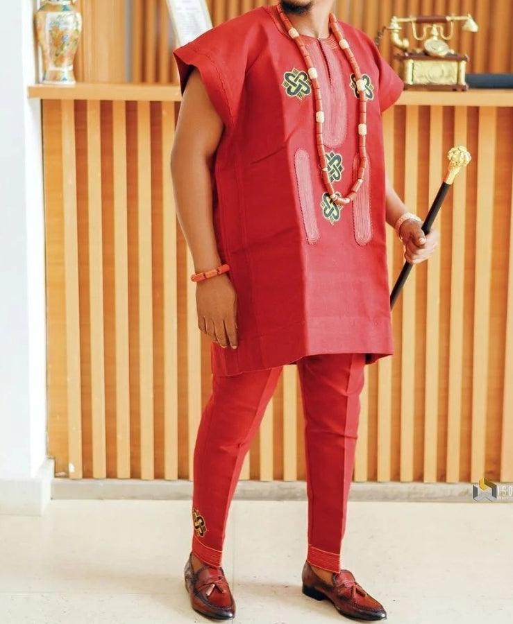 AGBADA, FILA & 3/4 SLEEVE TRADITIONAL SENATOR KAFTAN NATIVE & SOKOTO - melvincucci