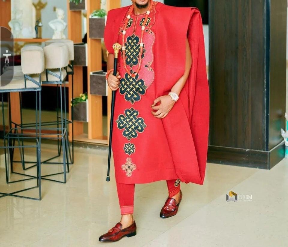 AGBADA, FILA & 3/4 SLEEVE TRADITIONAL SENATOR KAFTAN NATIVE & SOKOTO - melvincucci