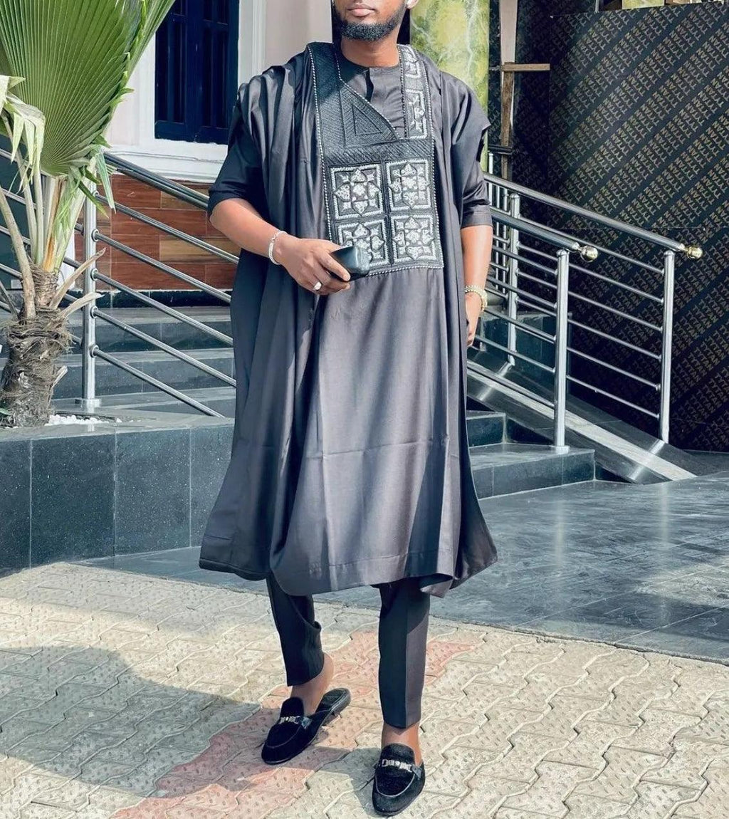 AGBADA, FILA & 3/4 SLEEVE TRADITIONAL SENATOR KAFTAN NATIVE & SOKOTO - melvincucci