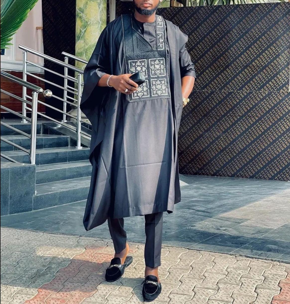 AGBADA, FILA & 3/4 SLEEVE TRADITIONAL SENATOR KAFTAN NATIVE & SOKOTO - melvincucci