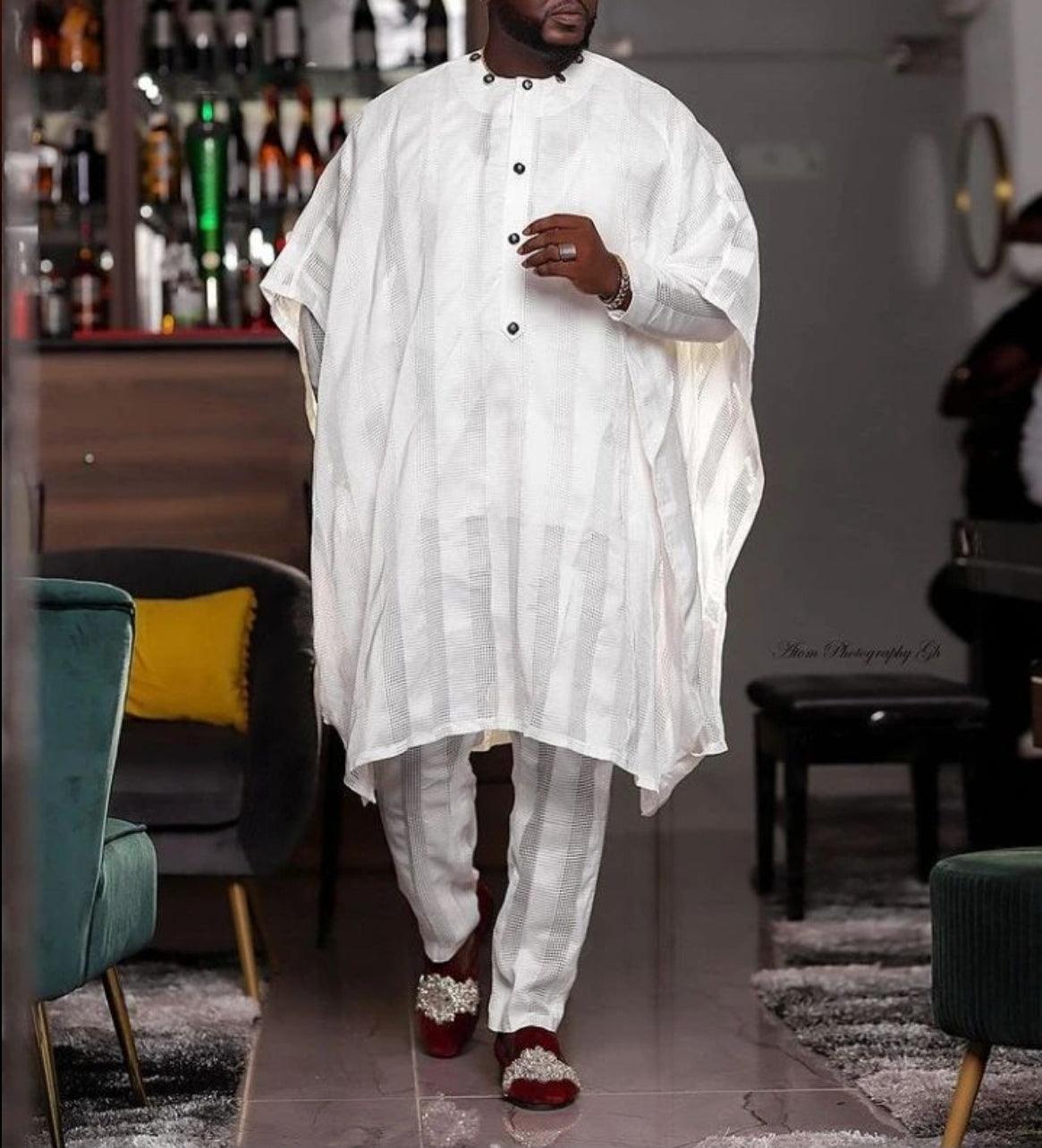 AGBADA, FILA & 3/4 SLEEVE TRADITIONAL SENATOR KAFTAN NATIVE & SOKOTO - melvincucci