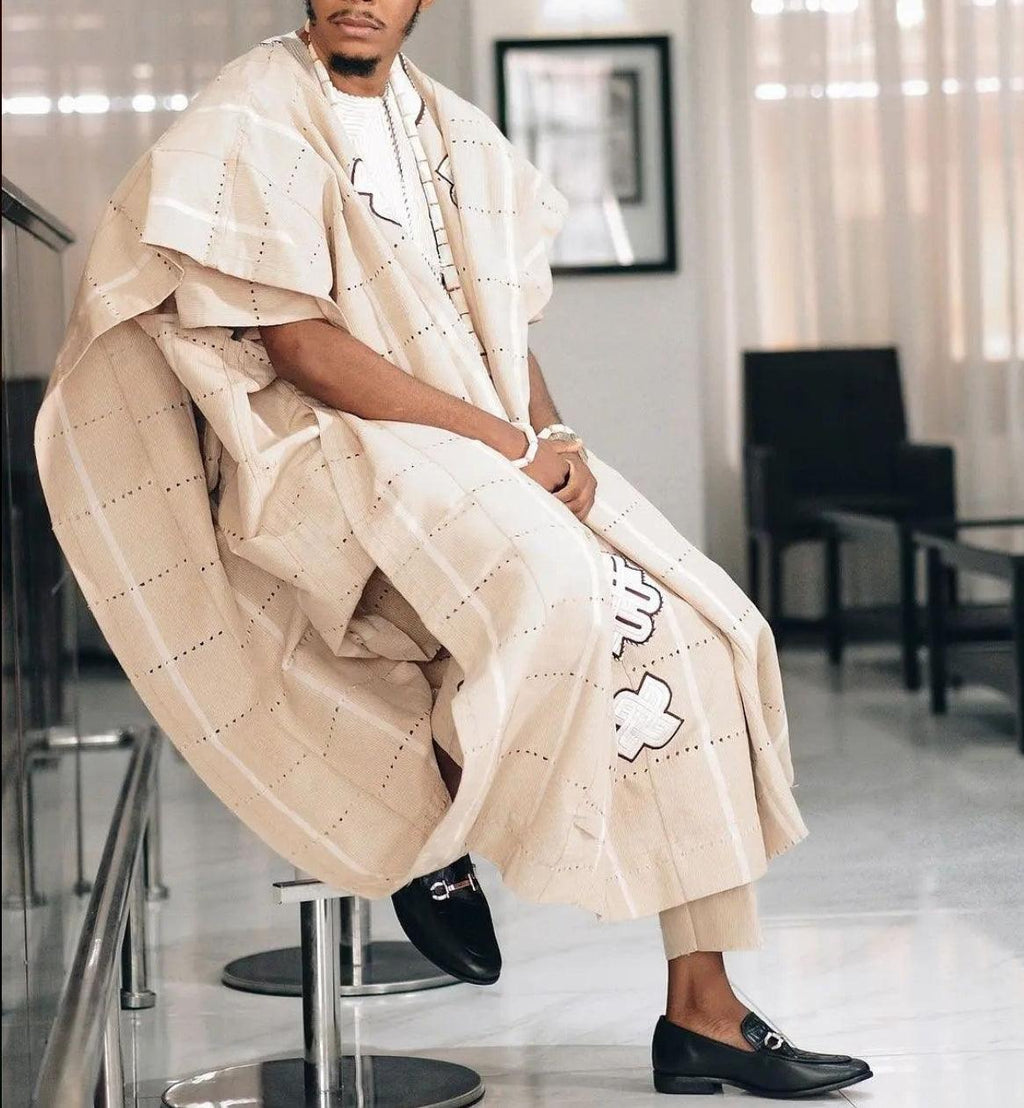 AGBADA, FILA & 3/4 SLEEVE TRADITIONAL SENATOR KAFTAN NATIVE & SOKOTO - melvincucci