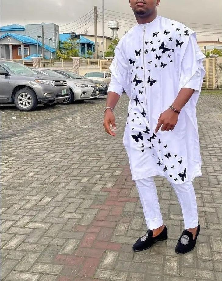 AGBADA, FILA & 3/4 SLEEVE TRADITIONAL SENATOR KAFTAN NATIVE & SOKOTO - melvincucci