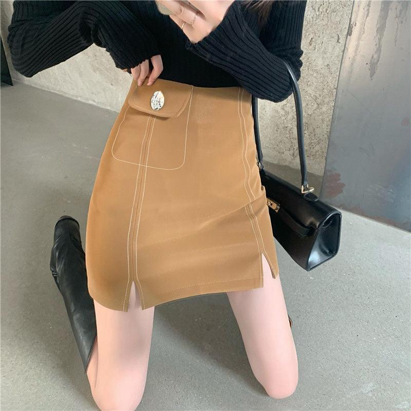 A-Line Skirt Is Thinner, Buttocks Slit Short Skirt Women - melvincucci
