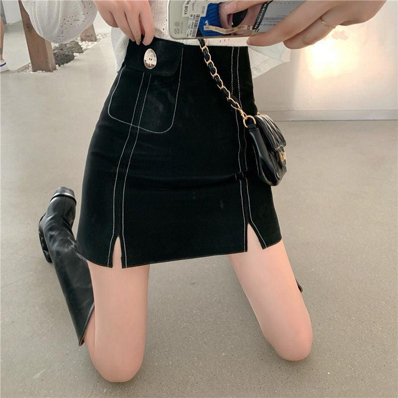A-Line Skirt Is Thinner, Buttocks Slit Short Skirt Women - melvincucci