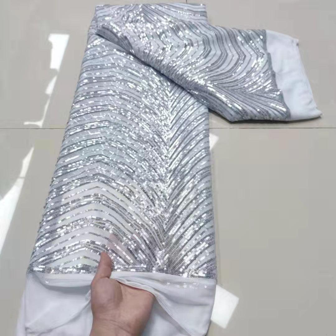 Full Sequin Lace Fashion Wedding Dress Mesh Fabric - melvincucci
