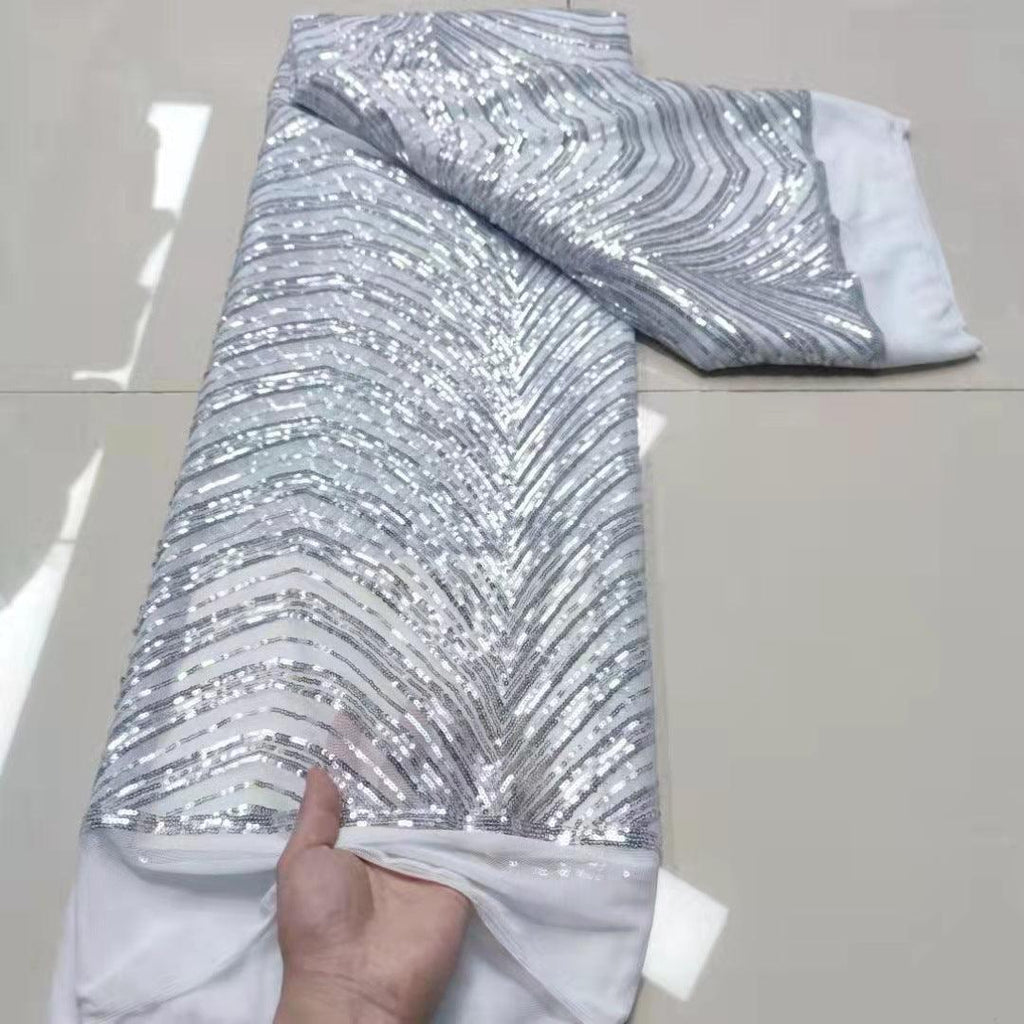 Full Sequin Lace Fashion Wedding Dress Mesh Fabric - melvincucci
