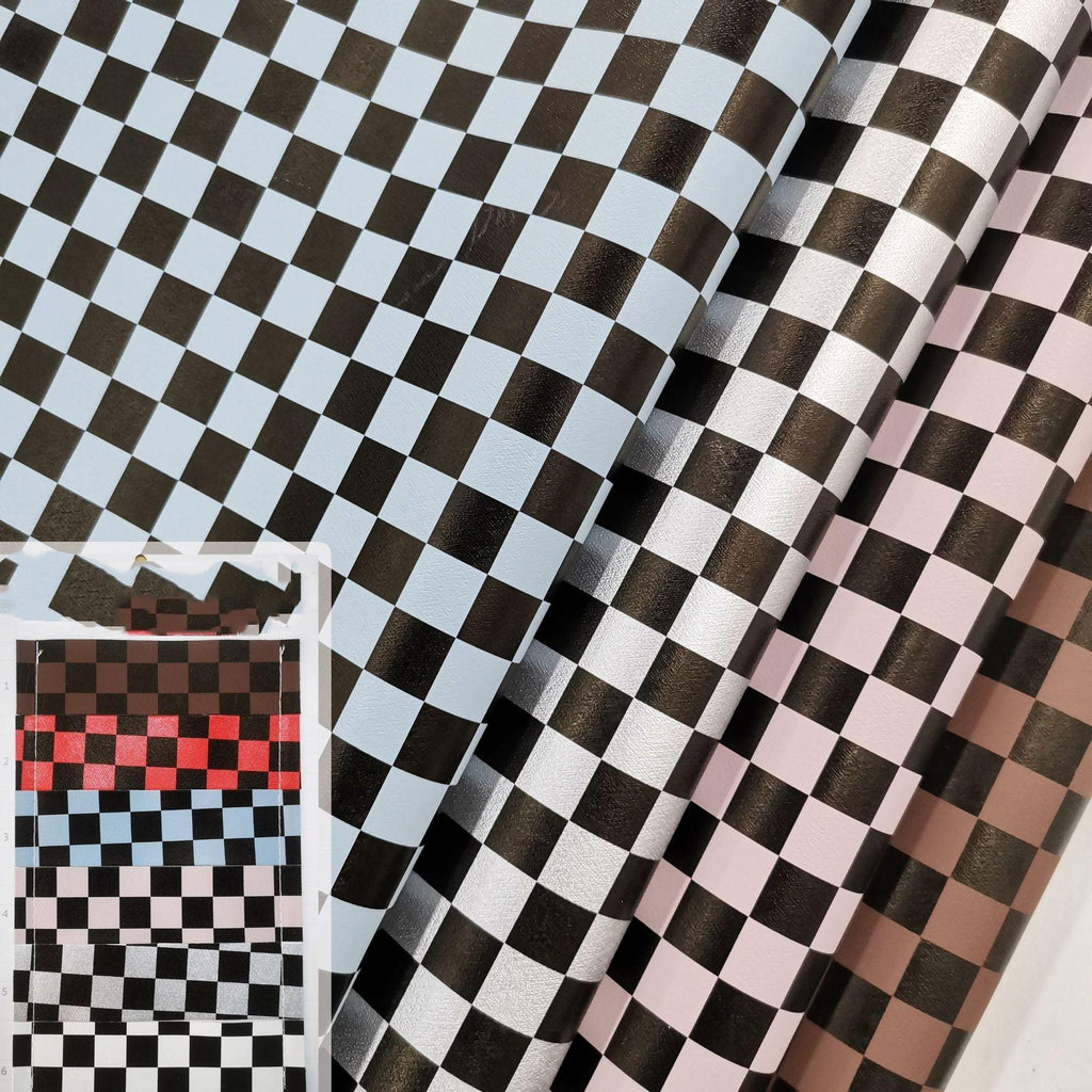 Classic Small Checkerboard Printed Leather Fabric - melvincucci