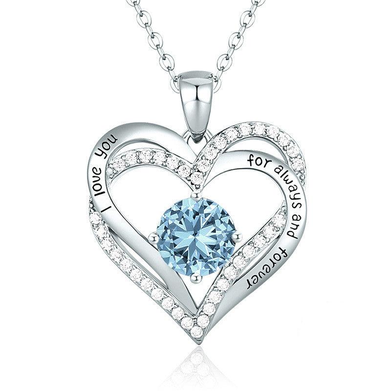 Female 925 Silver Twelve Birthstone Pendant Necklace - melvincucci