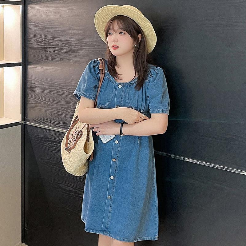 Korean Slim Short Denim Dress Large Size Women - melvincucci