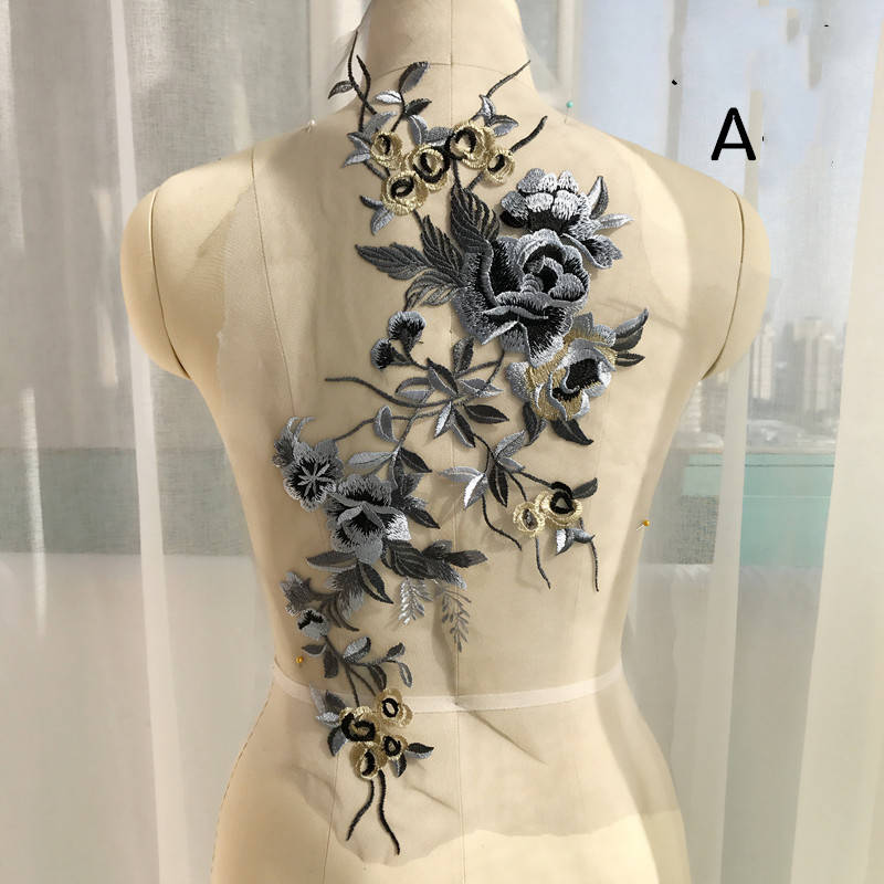 Dress Evening Dress Accessories Lace Fabric Multicolor Computer Embroidered Children's Clothing Decoration
