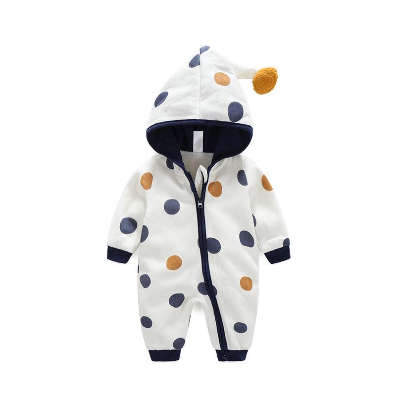 Cotton Printed Baby Hooded Crawling Bodysuit - melvincucci