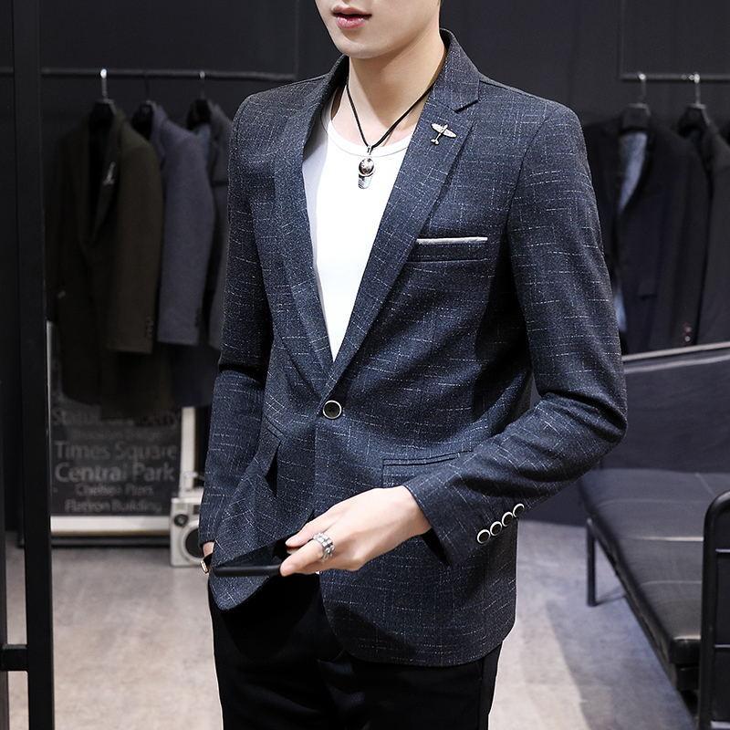 Fashion Slim Plaid Suit Men's Jacket - melvincucci
