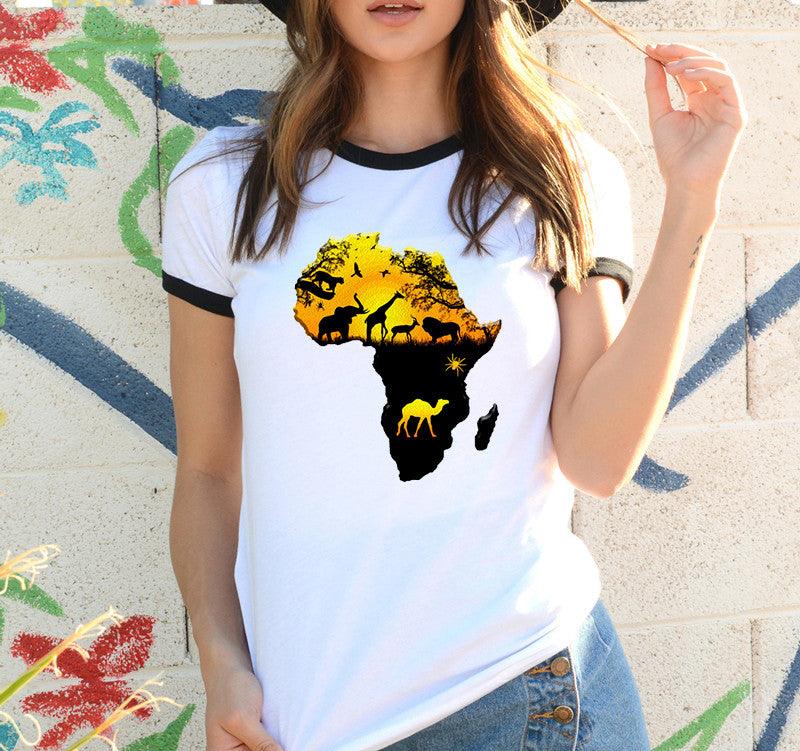 Africa Map Graphic T Shirt for Women  ，Printed T-shirt - melvincucci