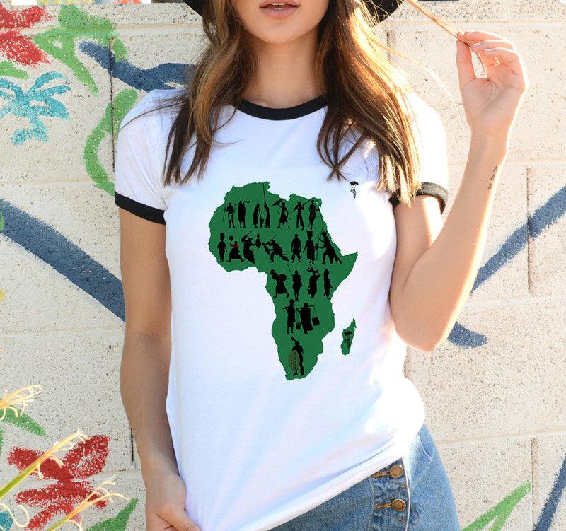 Africa Map Graphic T Shirt for Women  ，Printed T-shirt - melvincucci
