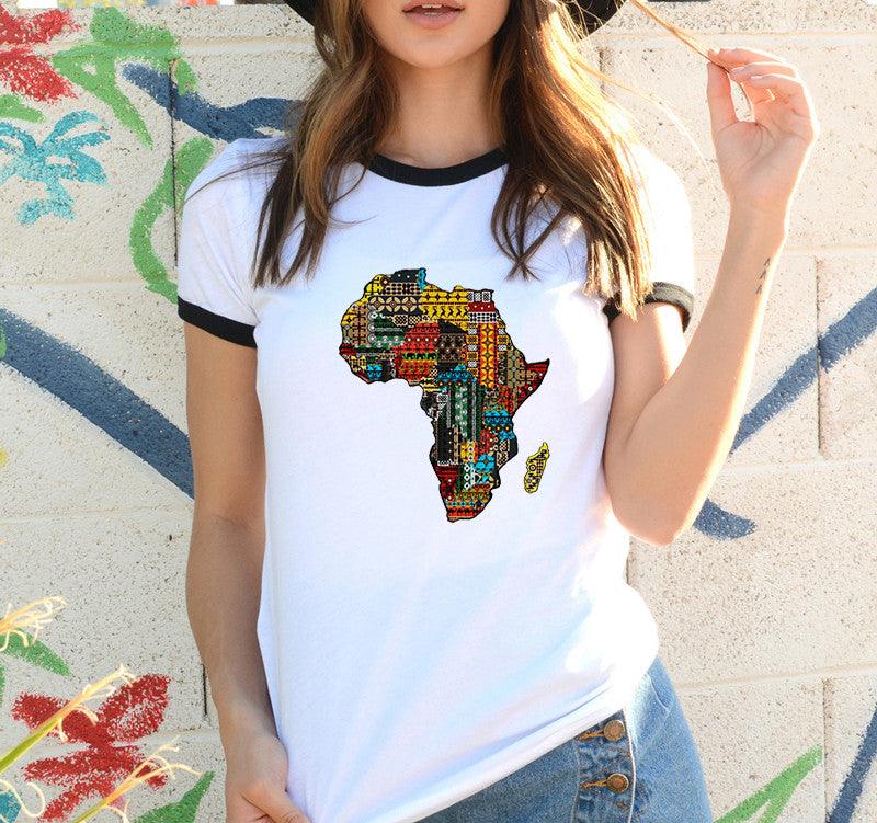 Africa Map Graphic T Shirt for Women  ，Printed T-shirt - melvincucci