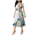 African Batik Double-sided Printed Short-sleeved Women's Cotton Dress - melvincucci