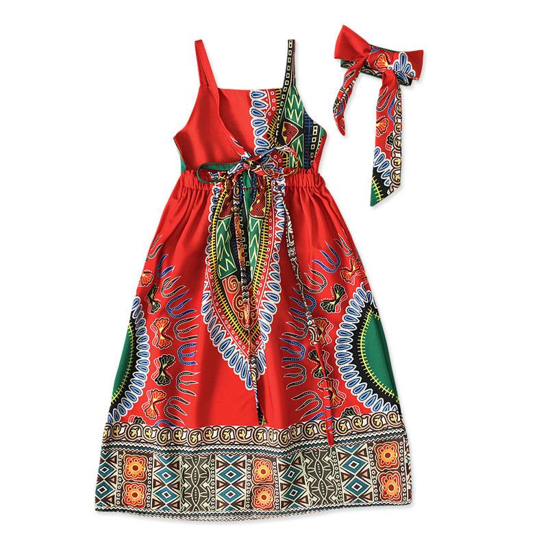 African Children's Bohemian Style Sleeveless Suspender Dress - melvincucci
