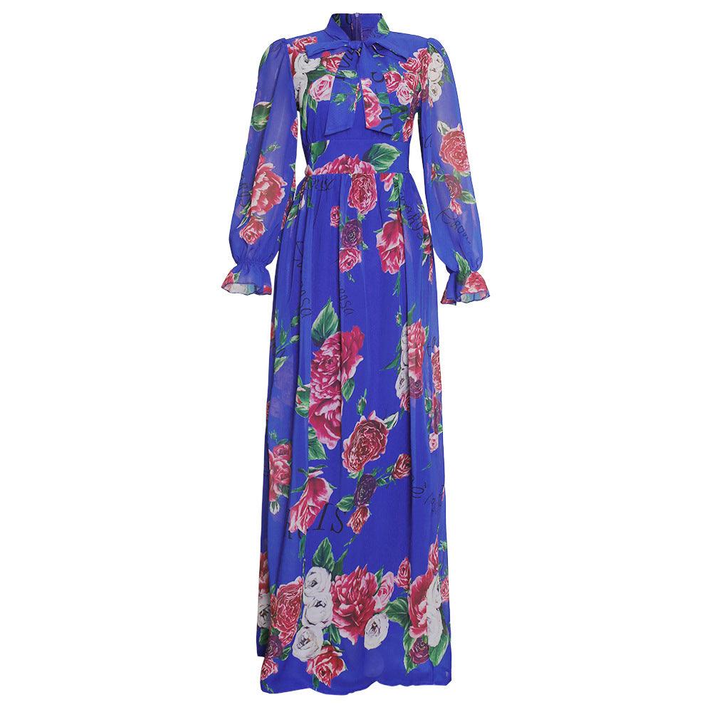 African Clothing Women's Chiffon Print Big Swing Dress Long Skirt - melvincucci