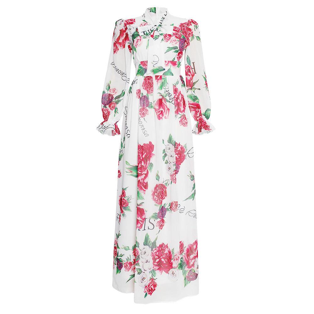 African Clothing Women's Chiffon Print Big Swing Dress Long Skirt - melvincucci