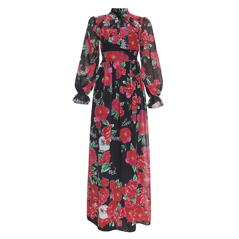 African Clothing Women's Chiffon Print Big Swing Dress Long Skirt - melvincucci