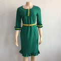 African Commuter Stitching Women's Wooden Ear Bag Hip Dress - melvincucci