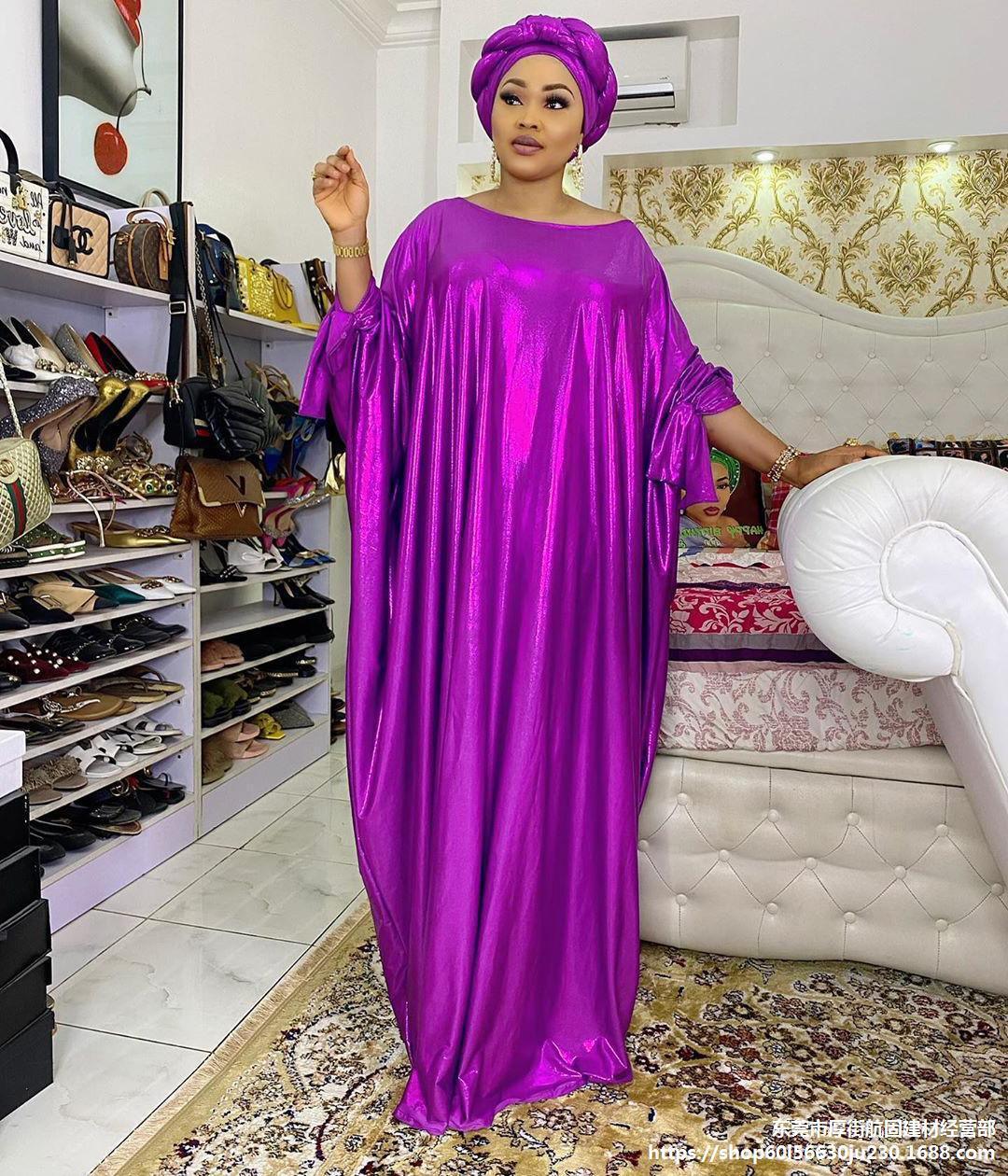 African Dress Ladies Robe Dress Headscarf Female Dresses - melvincucci