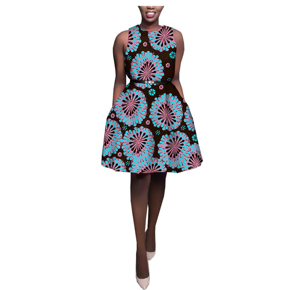 African Ethnic Print Batik Cotton Dress - melvincucci