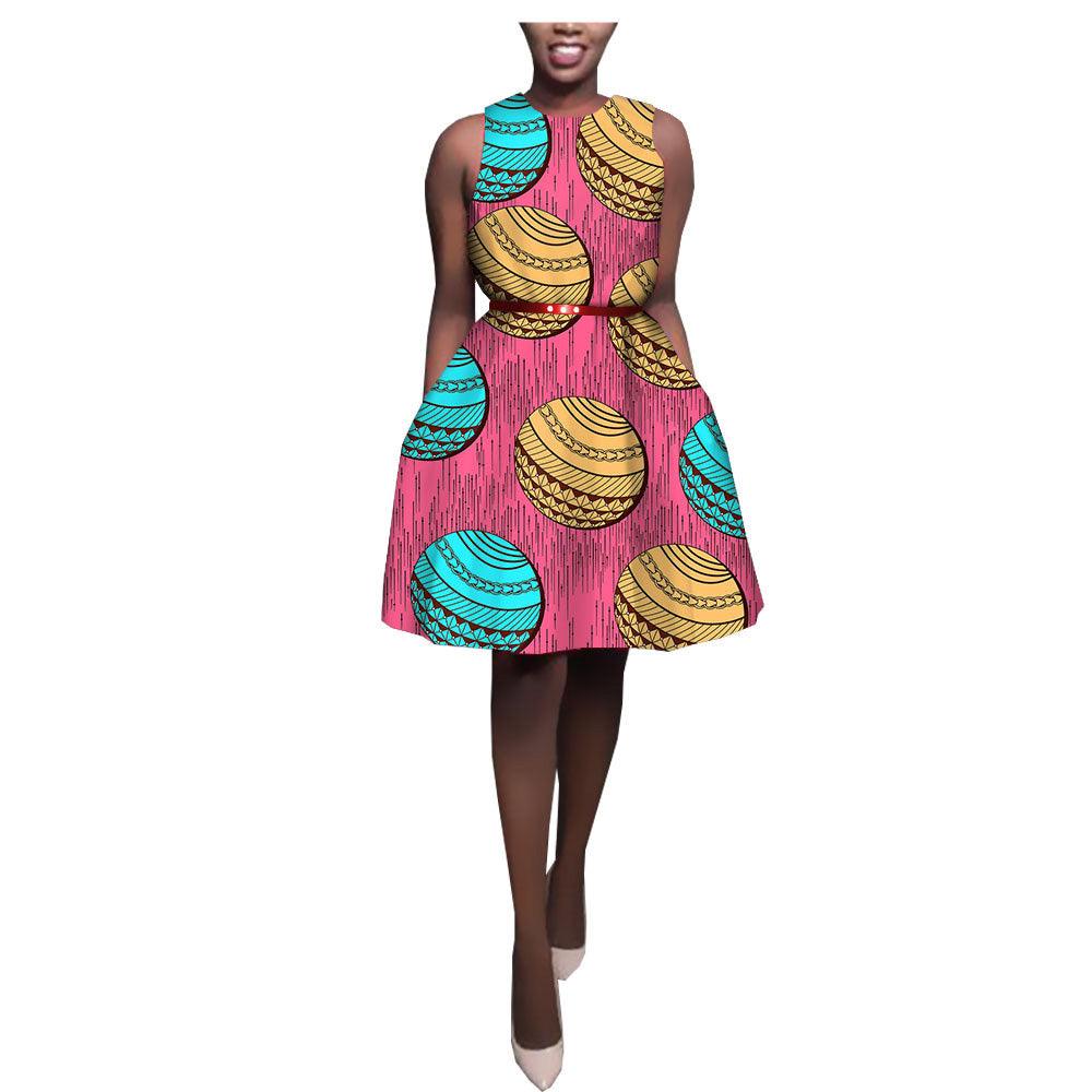 African Ethnic Print Batik Cotton Dress - melvincucci